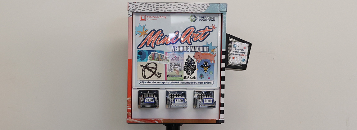 A mini art machine with stickers 
